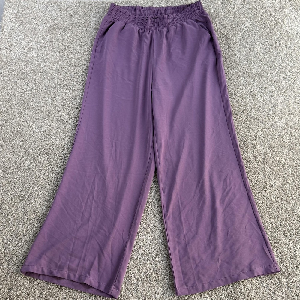 Ododos Sweatpants Womens XL Purple Knit Wide Leg Elastic Waist Relaxed Lounge